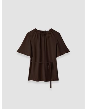 JOSEPH Libby Silk Blend Crepe Top - Brown