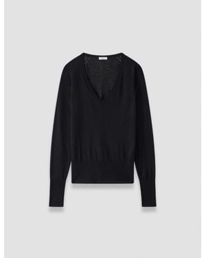 JOSEPH Cetus Cashair V Neck Sweater - Black
