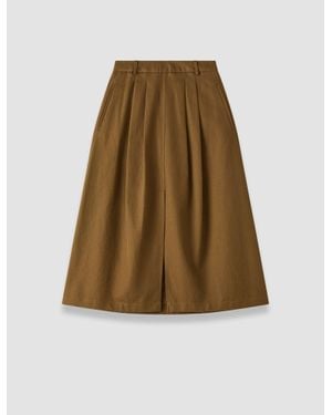 JOSEPH Kharis Cotton Twill Skirt - Brown