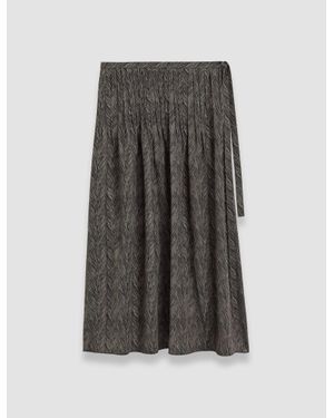 JOSEPH Lavy Crepe De Chine Print Silk Skirt - Gray