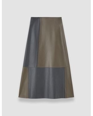 JOSEPH Cezanne Overlay Nappa Leather Skirt - Gray