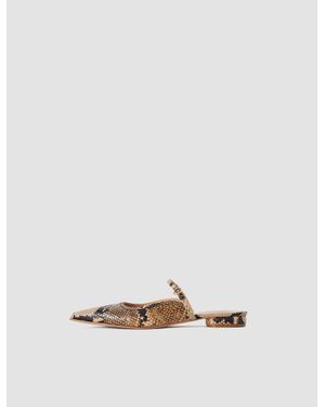 JOSEPH Parisa Snake Print Leather Ballerinas - White