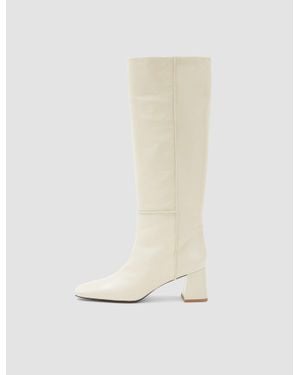 JOSEPH Heeled Knee High Patent Leather Boots - Natural