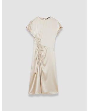 JOSEPH Geegee Ruched Silk Satin Dress - White
