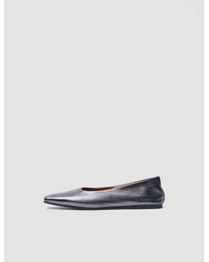 JOSEPH Metallic Leather Ballerinas - White