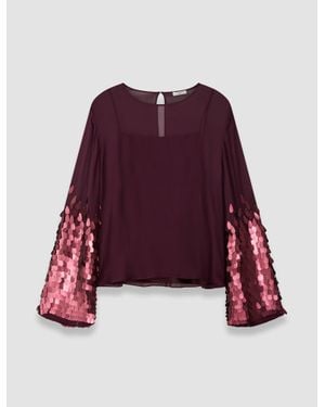 JOSEPH Ariane Chiffon Sequin Blouse - Red