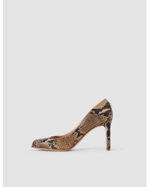 JOSEPH Alette Snake Print Leather Heeled Pumps - Natural