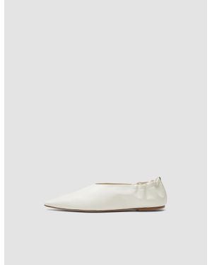 JOSEPH Leather Pointy Ballerina Shoes - Natural