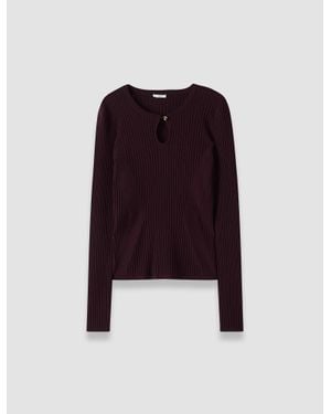 JOSEPH Luz Merino Wool Rib Top - Red