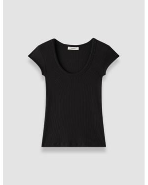 JOSEPH Saba Cotton Rib Top - Black