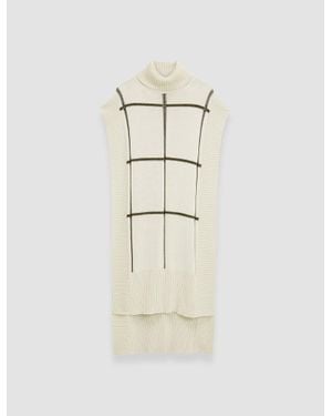 JOSEPH Grid Cotton Silk Poncho - White