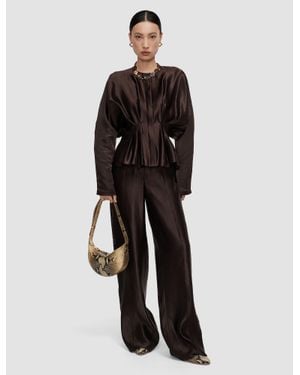 JOSEPH Eris Silk Linen Blend Blouse - Black