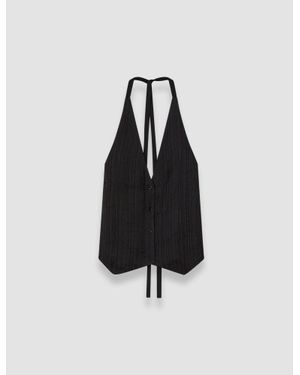 JOSEPH Suez Pleat Jacquard Tie Waistcoat - Black