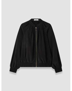 JOSEPH Mira Satin Twill Bomber Jacket - Black