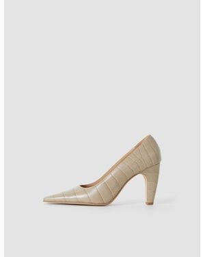 JOSEPH Zina Croc Leather High Heel Shoes - Natural