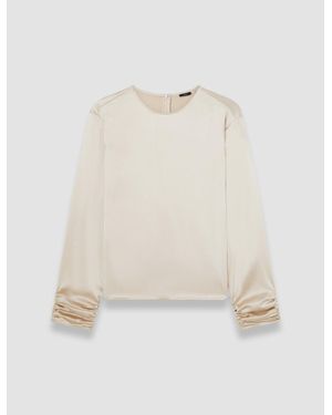 JOSEPH Anna Ruched Silk Satin Blouse - White