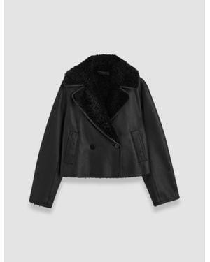 JOSEPH Rousse Textured Shearling Jacket - Black