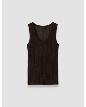 JOSEPH Ycaza Sheer Wool Rib Vest - Black
