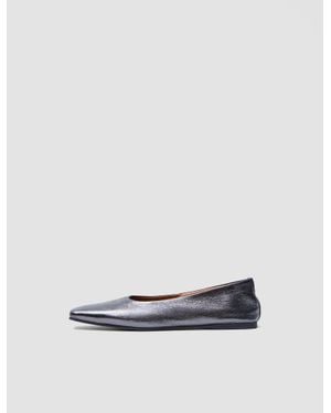 JOSEPH Metallic Leather Ballerinas - White