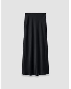 JOSEPH Isaak Long Silk Satin Skirt - Black