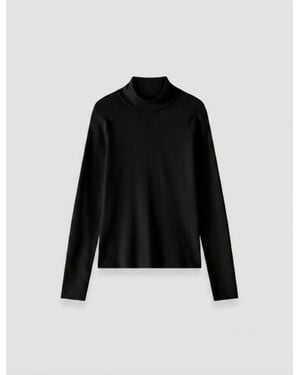 JOSEPH Lola Silk Stretch High Neck Top - Black