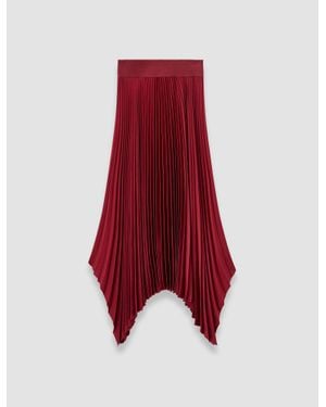JOSEPH Ade Knit Weave Plissé Skirt - Red