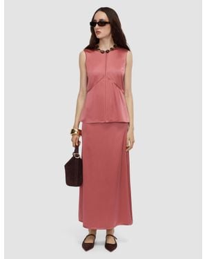 JOSEPH Isaak Long Silk Satin Skirt - Red