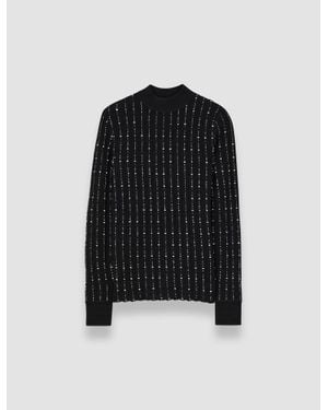 JOSEPH Fragmented Stripes Mock Neck Top - Black