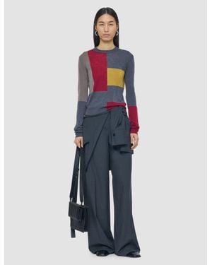 JOSEPH Overlay Cashair Round Neck Sweater - Blue