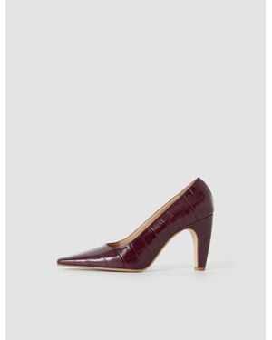 JOSEPH Zina Croc Leather High Heel Shoes - Pink