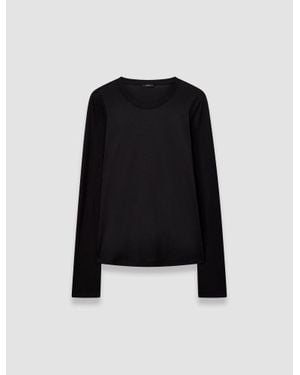 JOSEPH Cotton Silk Jersey Long Sleeve T-Shirt - Blue