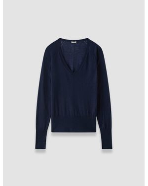 JOSEPH Cetus Cashair V Neck Sweater - Blue