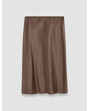 JOSEPH Isaak Silk Satin Skirt - Brown