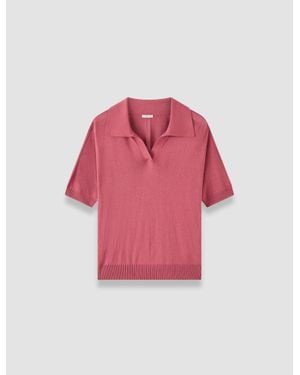 JOSEPH Niata Superfine Silk Polo Top - Pink