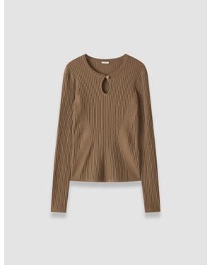 JOSEPH Luz Merino Wool Rib Top - Natural