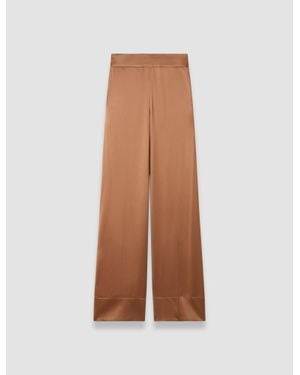 JOSEPH Dijon Silk Satin Pants - Brown