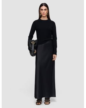 JOSEPH Isaak Long Silk Satin Skirt - Black