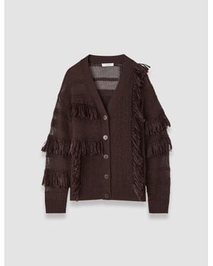 JOSEPH Musa Cotton Raffia Fringe Cardigan - White