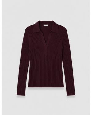 JOSEPH Merino Wool Rib Polo - Red