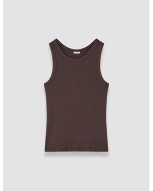JOSEPH Yeux Cotton Rib Vest - Brown