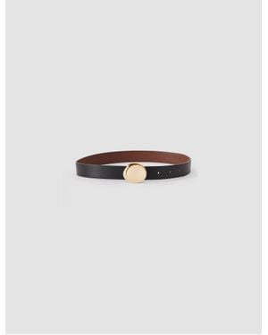 JOSEPH Maeva Reversible Leather Belt - White