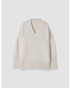 JOSEPH Noel Fisherman Rib Cashmere Sweater - White