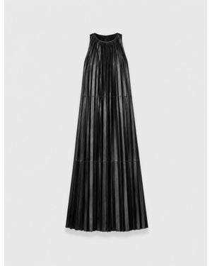 JOSEPH Calver Pleated Nappa Leather Dress - Black
