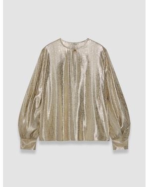 JOSEPH Valerie Silk Snake Lamé Blouse - Natural
