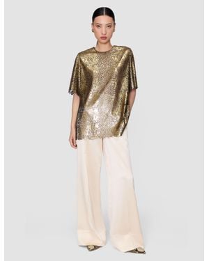 JOSEPH Hassop Bulion Sheer Snake Blouse - Natural