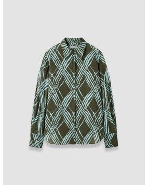 JOSEPH Sina Open Weave Silk Blouse - Green