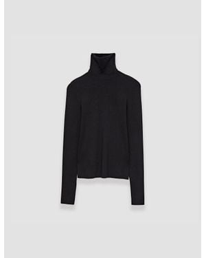 JOSEPH Silk Stretch High Neck Top - Black