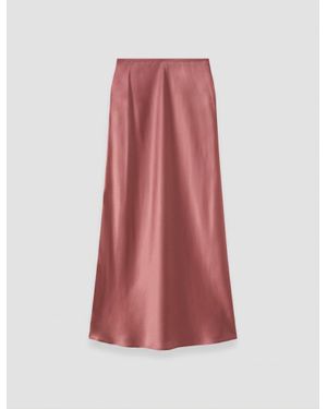 JOSEPH Isaak Long Silk Satin Skirt - Red