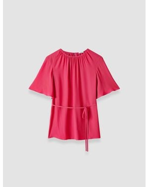 JOSEPH Libby Silk Blend Crepe Top - Red