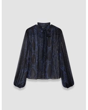 JOSEPH Sally Snake Lurex Chiffon Blouse - Blue